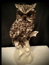 Vintage Handmade Ceramic &amp; Glass Owl Figure 9.5” Height - £18.16 GBP