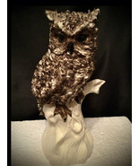 Vintage Handmade Ceramic &amp; Glass Owl Figure 9.5” Height - £17.87 GBP