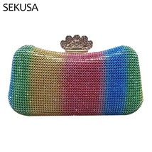 Crown  s Women Evening Bags Color Rhinestones Small Clutch For Party Wedding Han - £77.24 GBP