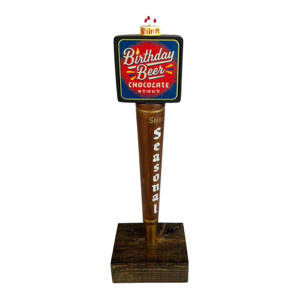 Primary image for Shiner "Birthday Beer" Chocolate Stout Cake Topper Tap Handle Texas 