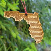 Florida Flag Ornament Christmas American Wood Engraved Flags 3.6&quot; FL Miami - £14.79 GBP