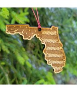 Florida Flag Ornament Christmas American Wood Engraved Flags 3.6&quot; FL Miami - £14.73 GBP