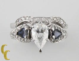 2.00 Carato Diamante &amp; Zaffiro 18k Oro Bianco Matrimonio Ring Set Misura... - $11,622.26