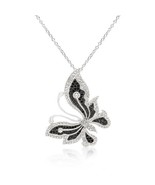 Black and White Large Cubic Zirconia Butterfly Pendant - £24.58 GBP