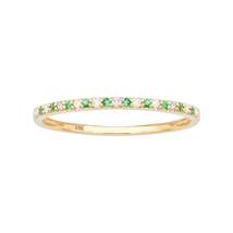 10k Yellow Gold Genuine Emerald and Diamond Petite Stackable Band - £119.61 GBP