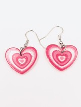 Pink Heart Glitter Earrings Lightweight New Y2K Dangle Drop Acrylic Summer Wear - £6.25 GBP