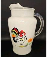 Vintage 1950s Bartlett Collins Proud Rooster Hand Painted Glass Pitcher ... - $183.78 CAD