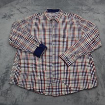 Tasso Elba Shirt Mens XL 17-17.5 Blue Check Combo Dress Flip Cuff 100% cotton - £20.23 GBP
