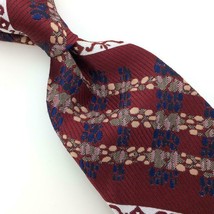 Como Italy Haband Tie Maroon Navy Gold Texture Polyester Necktie I15-380 Vintage - £12.37 GBP