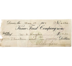 1914 Kineo Trust Company Bank Check E.A. Sampson Dover Maine Signed 6196... - $373.45 MXN