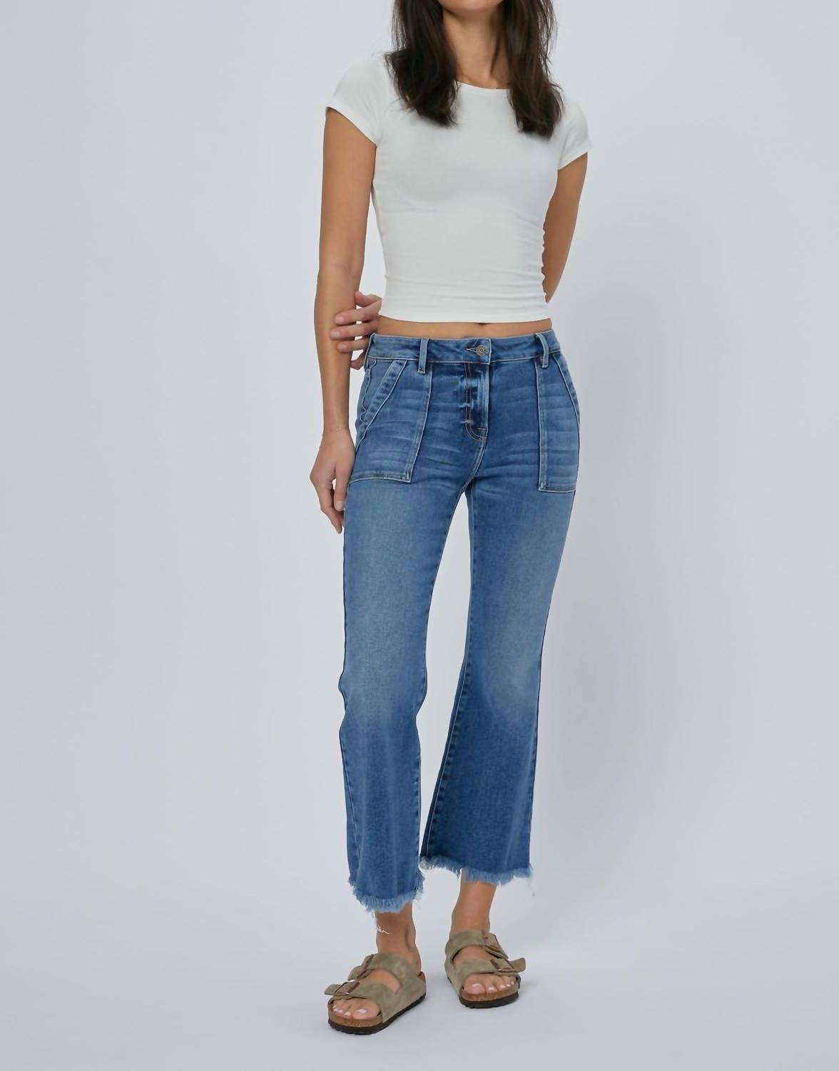 Hidden Happi Cargo Cropped Flare Jean Medium Dark - $71.00