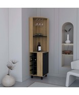 Kaia 70&quot; Corner Bar Cabinet: Oak &amp; Black - $6,378.04 MXN