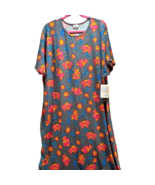 LuLaRoe Maria Maxi Dress Plus Size 3XL 26 28 Grey with Flowers New with ... - £22.18 GBP