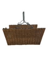 Antique Wicker wrought iron Firewood Log hearth Basket Handles Newspaper... - £34.24 GBP