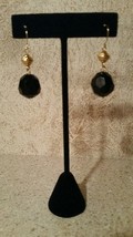 Vintage Plastic Black Bead Drop Pierced Dangle Earrings - $25.99