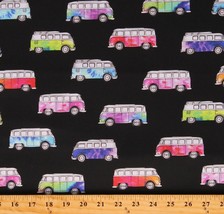 Cotton Colorful Buses Vehicles Magic Bus Fabric Print by the Yard D586.53 - £10.15 GBP