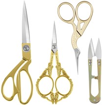4 Pcs Gold Embroidery Scissors Set, 1 Pcs Heavy Duty Tailor Scissors 1 P... - £25.17 GBP