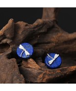 Elegant, 925 Sterling Silver + Blue Lapis Lazilui, Dragonfly Theme Stud ... - £24.37 GBP