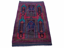 3 X 5 Vintage Handmade Tribal Wool Rug Balouchi Rug Afghan Rug Red Nice - $241.20