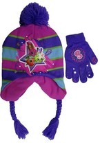Shopkins Girls Purple &amp; Pink Striped Scandinavian Hat and Gloves One Size Gift - £3.36 GBP