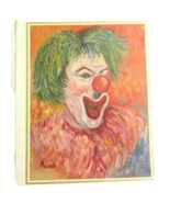 Vintage Art 1960's Clown Print Signed 8"x10" Circus Green Wig Creepy Michele