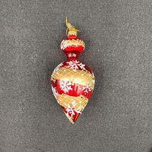 Pier 1 Indent Teardrop Blown Glass Christmas Ornament Reflector BEAUTIFUL - £9.95 GBP