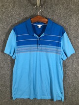 Calvin Klein Polo Shirt Men&#39;s 2XL Blue Collared Short Sleeve Golf 100% C... - $12.73