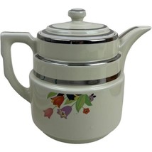 Hall Crocus Coffee Pot 8&quot; Tiered Silver Band Superior Kitchenware USA Vintage - £30.36 GBP