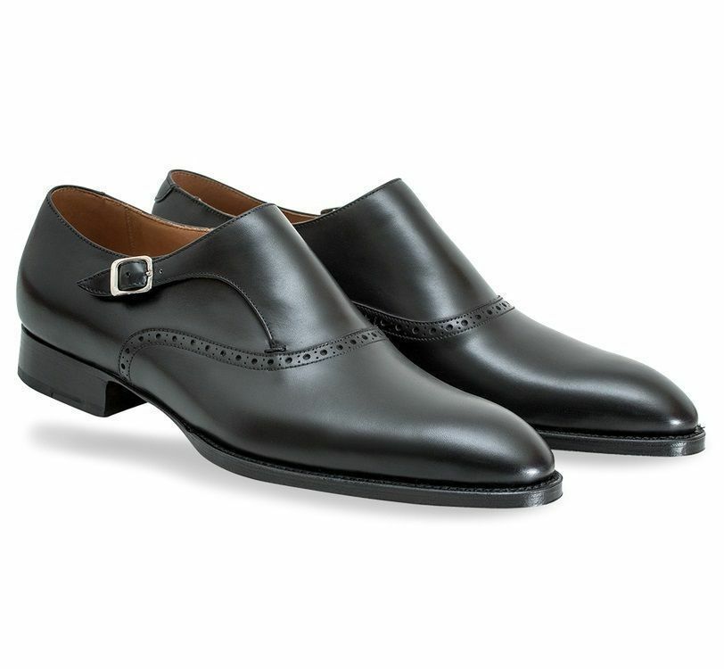 Customize Black Color Single Monk Plain Toe Quality Leather Men Business Shoes