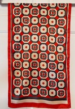 Red Ivory Gray Print Scarf Sally Gee Made in Japan - £2.39 GBP