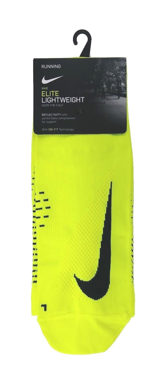 NIKE Elite Lightweight OTC Dri-Fit Running Socks sz M Medium (8-9.5) Volt - $25.99