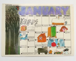 January 1982 2-Sided Class Calendar &amp; Octopus Poster Instructor Magazine - $19.70