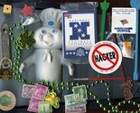 Junk Drawer Lot Doughboy Stamps Pens Swizzles Airline Buttons NFL Brass ... - $17.80