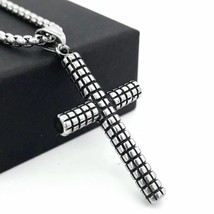 Vintage Silver Cross Pendant Necklace Men&#39;s Women&#39;s Christian Jewelry Chain 24&quot; - £7.88 GBP