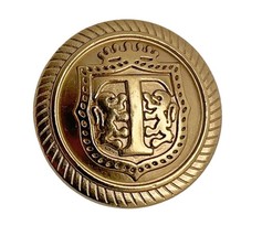 Talbots gold tone metal Coat of Arms &quot;T&quot; Replacement Sleeve Pocket button .70&quot; - £3.70 GBP