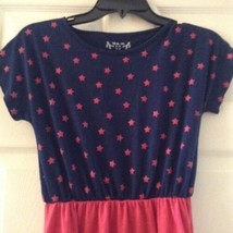 GIRLS  TOTAL GIRL Navy Blue &amp; Pink W/ Pink Stars DRESS SIZE XL (14-16) - £11.10 GBP