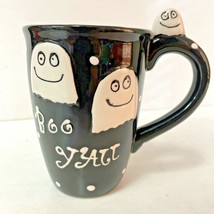 Halloween Coffee Mug Boo Yall Smiley White Ghosts Black 14 oz Fun Cup New - £10.24 GBP