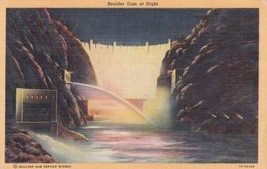 Boulder City NV Nevada Hoover Dam Night View Highest Dam World 1947 Postcard E10 - $3.99