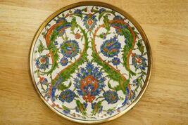 Handmade Lindos Keramik Decorative Plate Floral Art Nouveau Pattern Gree... - €17,11 EUR