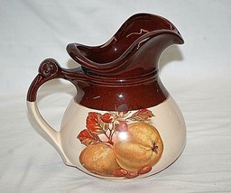 Old Vintage McCoy Art Pottery Pitcher Jug w Fruit &amp; Nut Design 7515 USA - £19.46 GBP