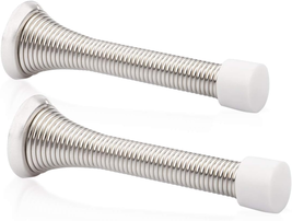 2 Pack Spring Door Stopper Brushed Satin Nickel- 3-1/4" Flexible Spring ... - $10.67