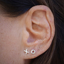 Sterling Silver XO Post Earrings - Hugs and Kisses 5x5mm - $398.24 MXN
