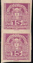 AUSTRIA 1921 Very Fine Newspaper MNH Imperf. Pair Stamp Scott # P37 - £0.64 GBP