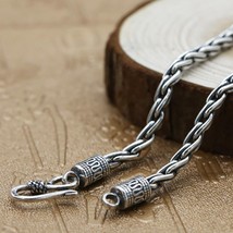 Er jewelry handmade braided necklaces sweater chain for men with hook clasp thai silver thumb200
