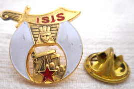 1989 ISIS SHRINERS MASON Kenny Blanke Potentate Red Star Lapel Pin 7/8&quot; ... - £10.20 GBP