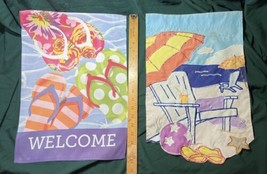 2 Summer Themed Garden Flag 2 Sided Approximately 18 X 12.5&quot; - £6.25 GBP
