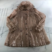 Burberry Jacket Womens 12 Beige Detachable Hood Snap Front Translucent C... - $148.49