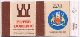 UK Matchbox Cover Cricket Badges Nottinghamshire Peter Dominic Wines Finland - £1.14 GBP