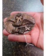 Vtg Anheuser Busch 1970s Oval Brass Belt Buckle Bald Eagle Logo - $471.03 MXN