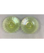Set Of 2 Iridescent Uranium Glass Plate/Saucer Yellow Green Glows - 6.25” - $34.64